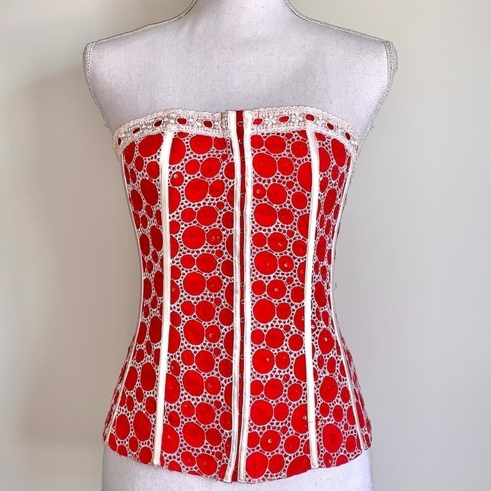 Bebe Eyelet Lace Sequin Corset